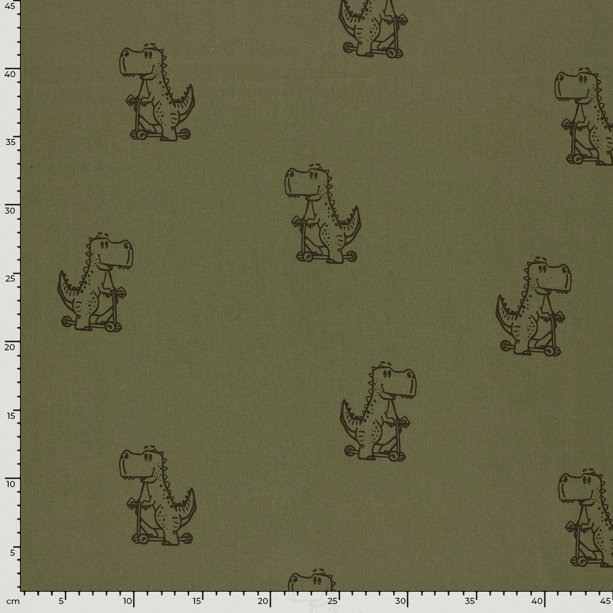 Baumwoll-Popeline Dinosaurier Dunkelgrün – Rolle