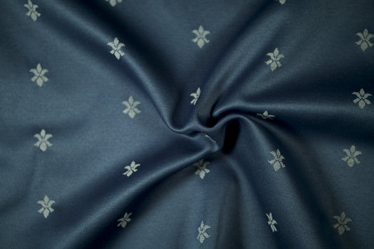 Klassik Jacquard – Marineblau mit Ranken – hochwertiger Polsterstoff ideal für Vorhänge und Sessel