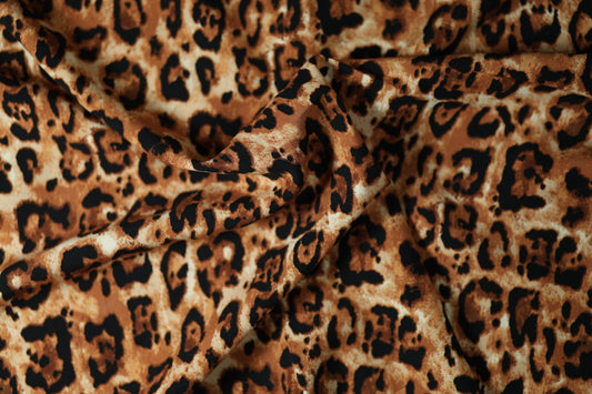 Viskose – Leopard Muster in Hellbraun – ideal für Sommerkleidung, Blusen und Accessoires