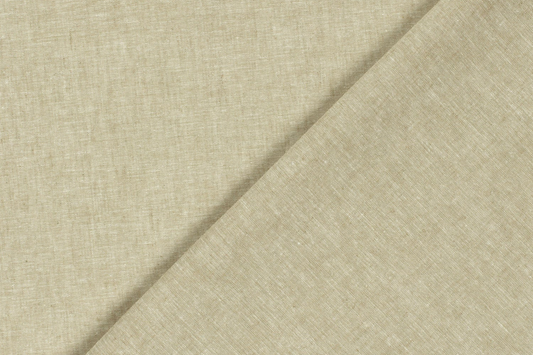 Khaki-grüner Chiffon Stoff mit Chambré Melange Struktur aus Leinen und Baumwolle