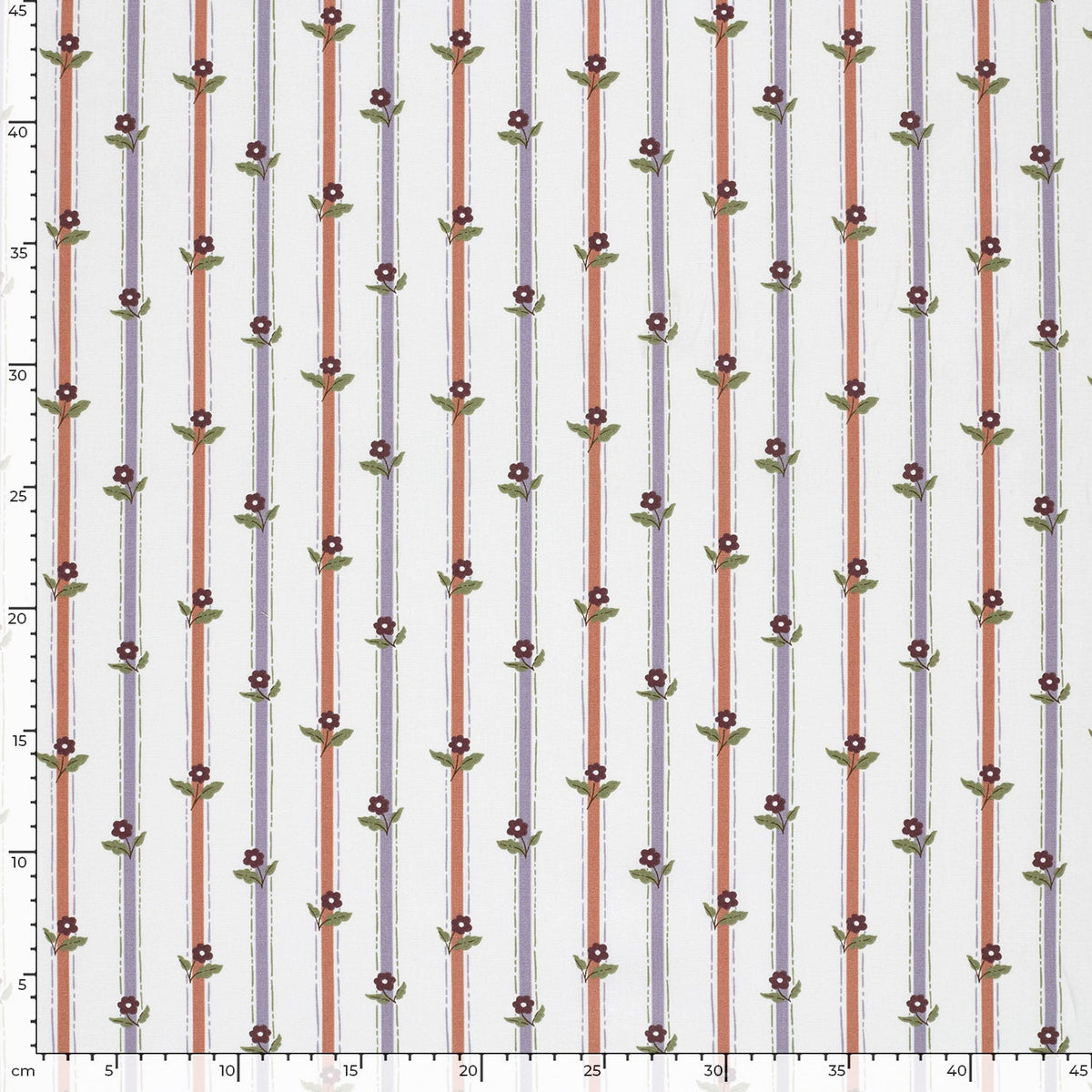Baumwoll-Popeline Streifen & Blumen Wollweiß – Rolle