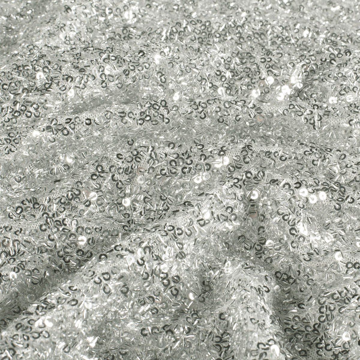 Paillettenstoff Mesh Silber