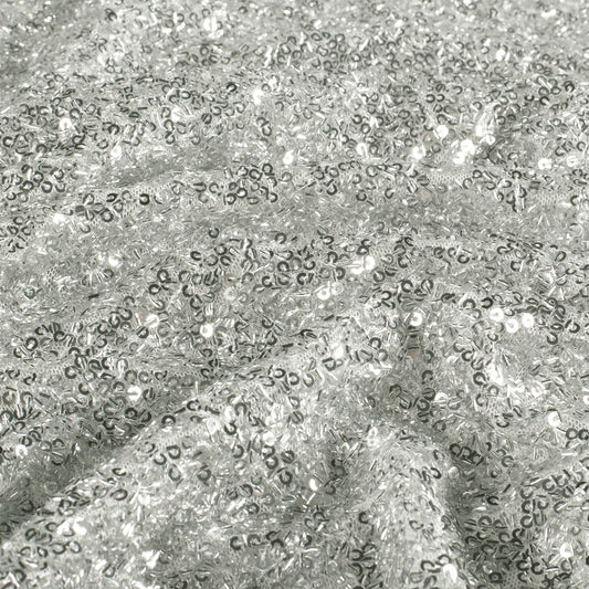 Paillettenstoff Mesh Silber