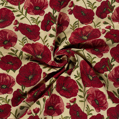 Gobelin Jacquard Blumen Beige – Stoffeya