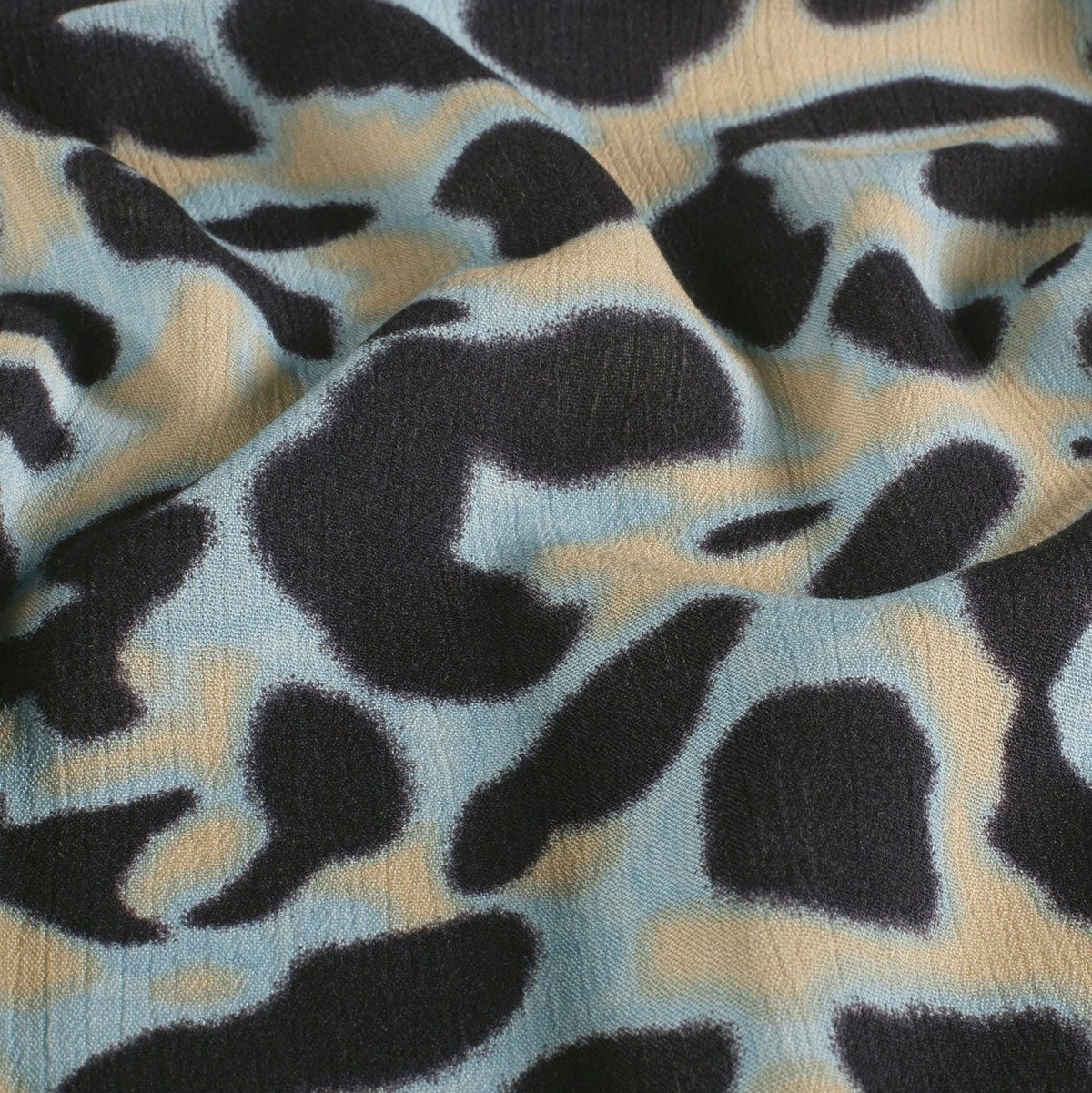 Viskose Satin Abstrakt Marine