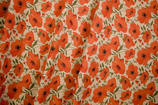 Baumwollmischgewebe mit leuchtenden Mohnblumen