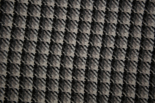 Wollmix Hahnentritt Stoff in Schwarz und Grau – eleganter Stoff für Mäntel und Blazer