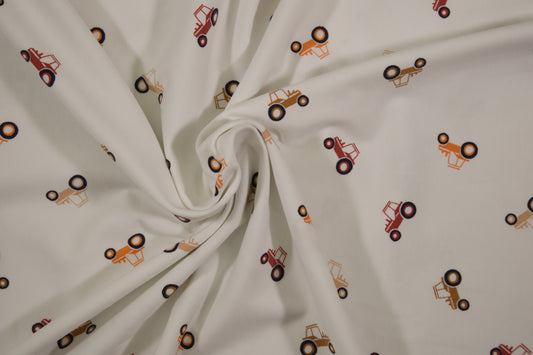 Baumwolle Jersey mit Traktoren – Kinderstoff für Kleidung & Bettwäsche