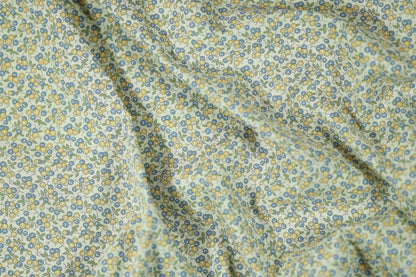 Hochwertiger Stretchstoff mit Blumenmuster in Blaubeere & Zitrone – perfekt für Nähen und Design