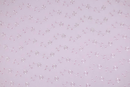 Baumwoll Stretch Stoff Blütenstickerei Rosa – elastisch und angenehm für vielfältige Projekte