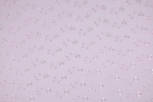 Baumwoll Stretch Stoff Blütenstickerei Rosa – elastisch und angenehm für vielfältige Projekte