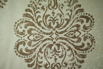 Ornament Jacquard – Beige & Schokobraun – eleganter Möbel- und Dekostoff mit stilvollem Muster