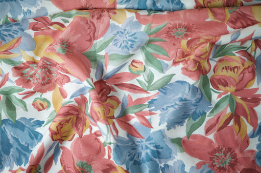 Viskosestoff – Aquarellblumen in Hellblau & Rosa – Viskosestoff mit Blumenmuster – weich und ideal für sommerliche Kleidung – Inspiration für Nähprojekte