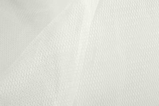 Halbtransparenter Uni Tüll Stoff Wollweiß