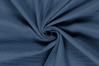 Weicher Uni Musselin Stoff in Indigoblau