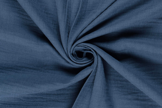 Weicher Uni Musselin Stoff in Indigoblau