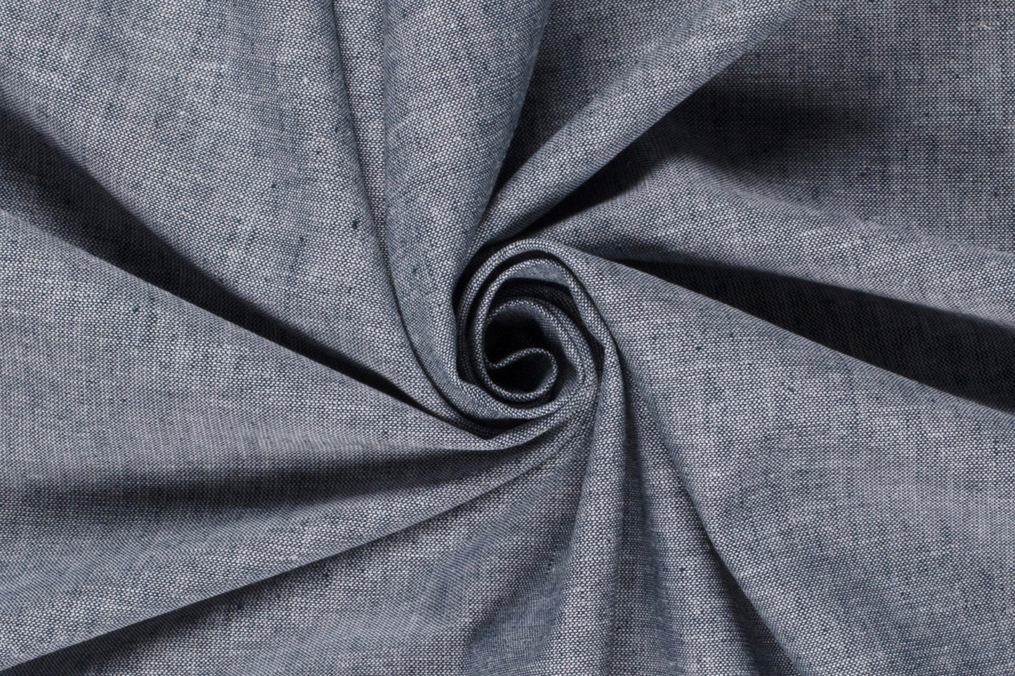 Marineblauer Chiffon Stoff mit Chambré Melange Struktur aus Leinen und Baumwolle