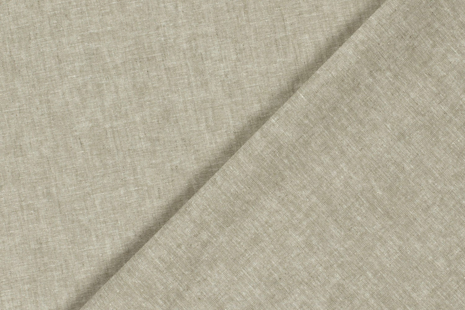 Olivgrauer Chiffon Stoff mit Chambré Melange Struktur aus Leinen und Baumwolle