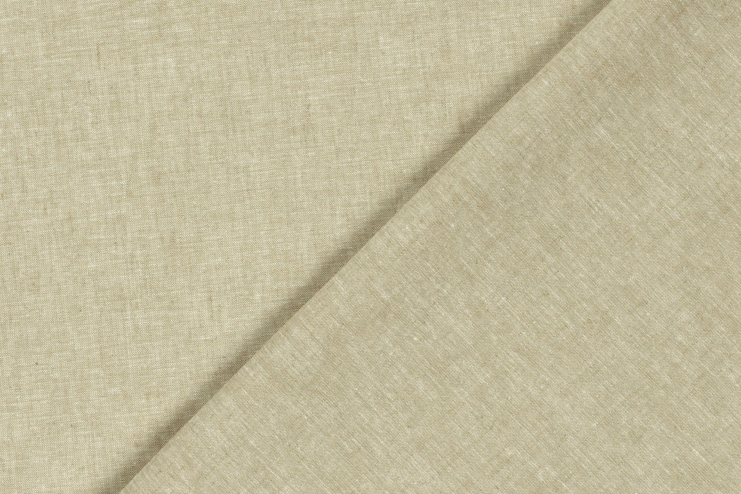 Khaki-grüner Chiffon Stoff mit Chambré Melange Struktur aus Leinen und Baumwolle