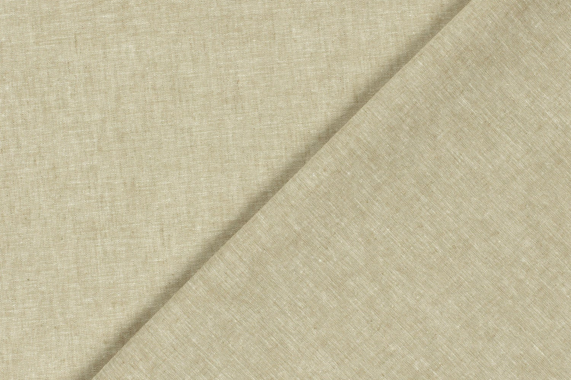 Khaki-grüner Chiffon Stoff mit Chambré Melange Struktur aus Leinen und Baumwolle