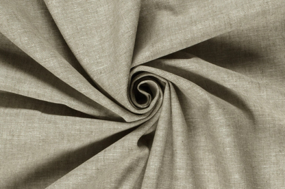 Olivgrauer Chiffon Stoff mit Chambré Melange Struktur aus Leinen und Baumwolle