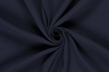 Weicher Uni Musselin Stoff in Marineblau