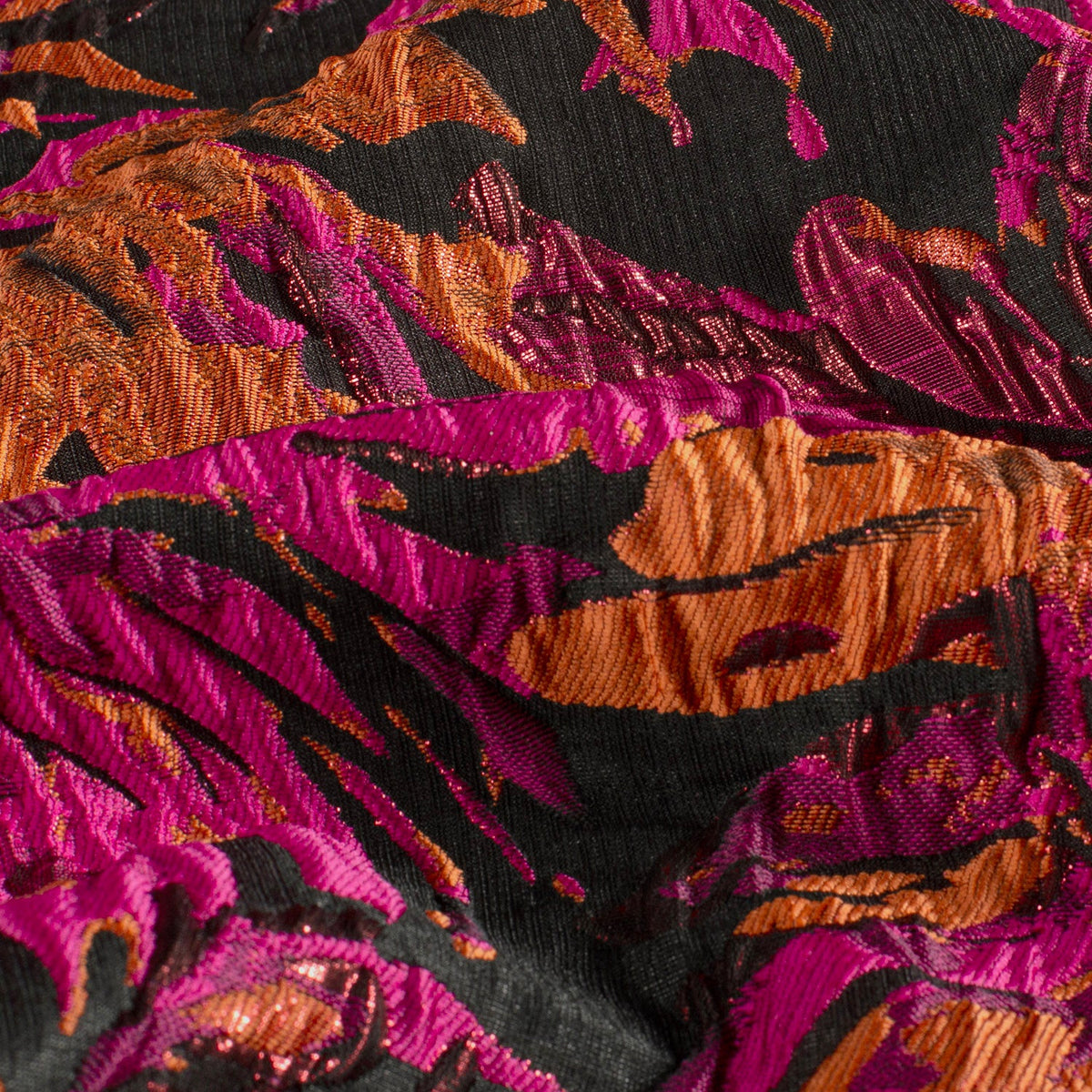 Jacquard Stoff Blumen Fuchsia Lurex