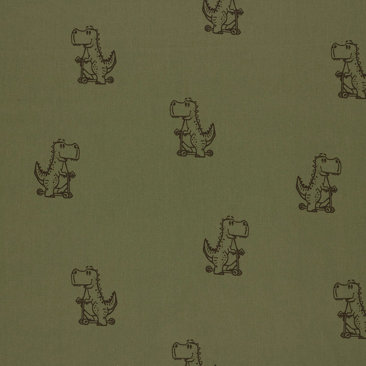 Baumwoll-Popeline Dinosaurier Dunkelgrün – Detail