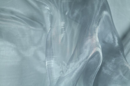 Organza Stoff silbergrau halbtransparent schimmernd 140cm breit